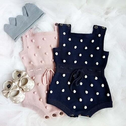 Autumn Baby Clothes Sleeveless Baby Knit Bodysuit Handmade Hair Ball Jumpsuit Baby Girls Boys Clothes Infant Overalls One piece