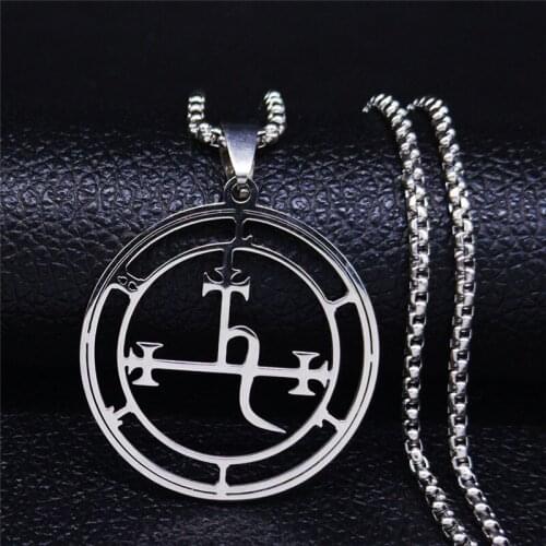 Stainless Steel Demon Seal Necklace Men/Women Silver Color Satan LILITH Pendants Jewery colares feminino Christmas Birthday Gift