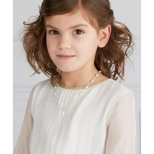 Girl Freshwater Pearl Rosary Necklace Holy Communion Christening Baptism Freshwater Pearl Cross Necklace Bracelet Jewelry Gift