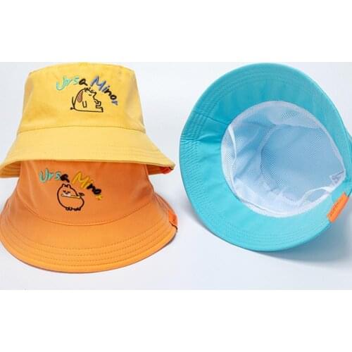 New Unisex Cotton Bucket Hats Girls Summer Sunscreen Panama Hat Gilrs Cartoon Pure Color Sunbonnet Casual Outdoor Fisherman Hat