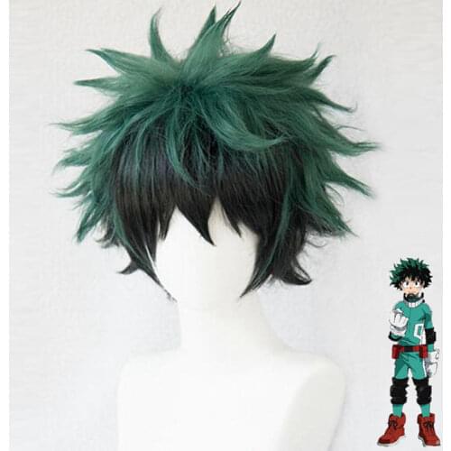Anime Boku no Hero Academia Izuku Midoriya Wig Cosplay Costume My Hero Academia Halloween men Synthetic Hair Wigs +wig cap