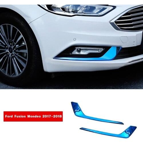Pcmos New Stainless Outer Front Fog Light Lamp Strip Trim For Ford Fusion Mondeo 2017-2018 Exterior Parts Stickers Lamp Hoods