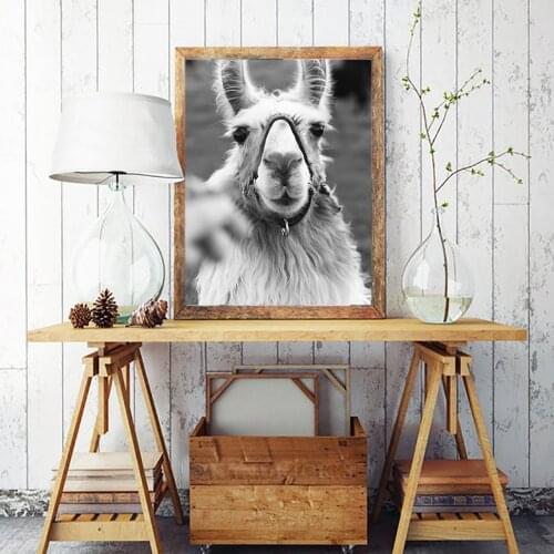 Alpaca Posters And Prints Retro Yellowing Canvas Painting Wall Art Pictures For Living Room Modern Home Decoration