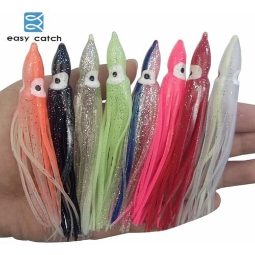 Easy Catch 30pcs 11cm-12cm Soft Plastic Octopus Fishing Lures For Jigs Mixed Color Silicone Octopus Skirts Artificial Bait