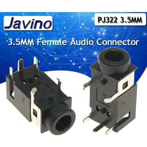 10pcs PJ322 3.5mm Female Audio Connector 5 Pin SMT Headphone Jack Socket PJ-322 PCB Mount Stereo Jack