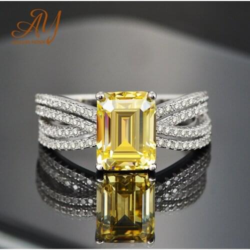 Anillos Yuzuk 100% 925 Sterling Silver Luxury 7*9mm Topaz High Carbon Diamond Bridal Rings Sparkling Wedding Party Fine Jewelry