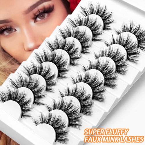 SEXYSHEEP 5/8/10pairs 3D Mink Lashes Natural False Eyelashes Dramatic Volume Fake Lashes Makeup Eyelash Extension Silk Eyelashes