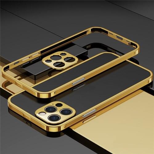 Ultra-thin Metal Frame Phone Protective Cover Aluminum Phone Back Case Shell for iPhone 12/ 12 Mini/ 12 Pro/ 12 Pro Max Phone