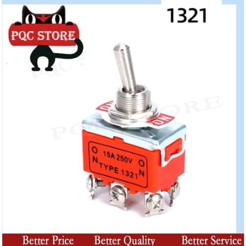 High Quality 1PCS E-TEN1322 15A/250V 6 pin On-Off-On Miniature Toggle Switches orange