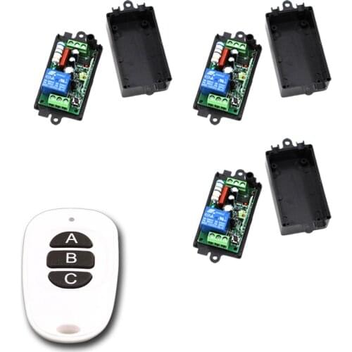 High Quality AC110V 220V Relay 1 CH RF Wireless Remote Control Switch System 1Transmitter and 3Receiver with 3Buttons
