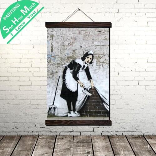 Female Nanny Graffiti Scroll Painting Canvas Vintage Poster and Print Wall Art Pictures Living Room Bedroom Farmhouse Decoration
