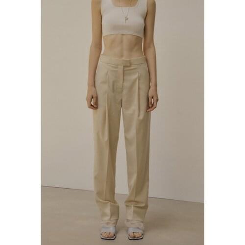 High Waist Women Casual Trousers 2021 Spring Autumn Thin Pocket Fold Stitching Office Wear Pants