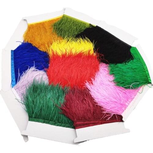 1yards Natural Dyed Ostrich Feathers Trim DIY Fringe for Clothes Needlework Wedding Party Dress Decoration Plumes Crafts 8-10cm