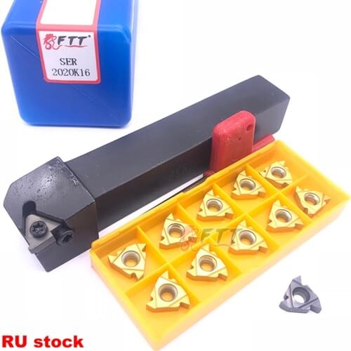 16ER AG55 insert 11pcs +1pcs SER2020K16 125mm CNC turning tool holder External Threading turning tools Lathe cutting