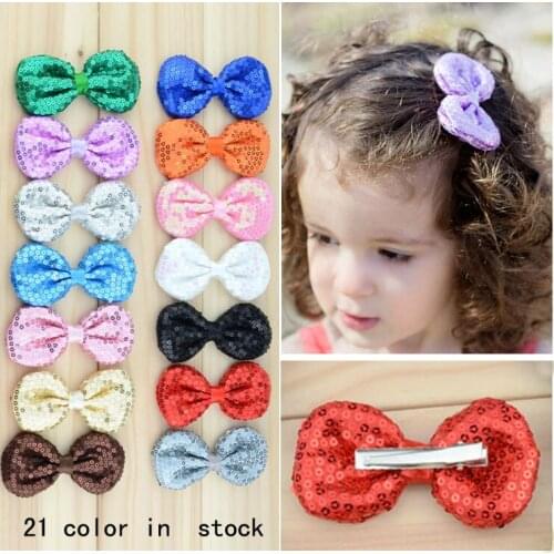 20 pcs/lot , Sequin Bow on Hair Clip