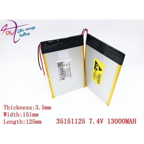 7.4V 13000mAh Tablets Batteries DIY U30GT, U30GT1, U30GT2 dual four-core tablet pc battery 33161125 Size:3.5 * 151 * 125 mm