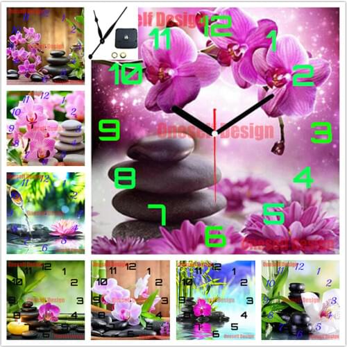 New style decoration home diamond painting cross stitch with clock flower diamond embroidery full set flower rhinestone pictures