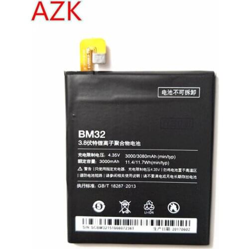AZK 1 pc New 3000MAH BM32 Battery For Xiaomi MIUI Mi 4 Mi4 M4 Battery Batterie Bateria 64GB 16GB Cell phone