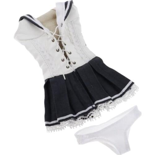 1:6 White Schoolgirl Skirt with White Underwear Set for 12 Inch Phicen Tbleague