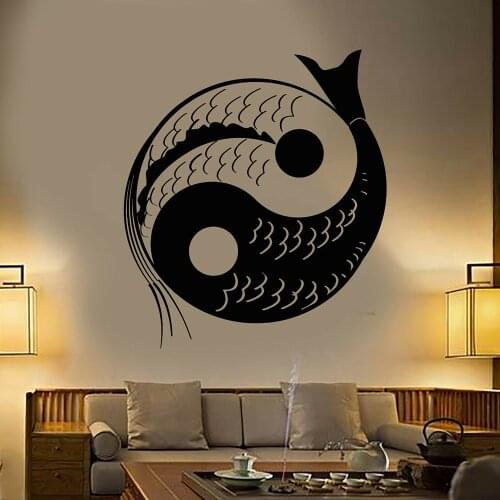 Buddhism Yoga Wall Decal Yin Yan Pisces Buddhism Fishes Symbol Vinyl Wall Stickers Home Bedroom Decoration Accessories X757