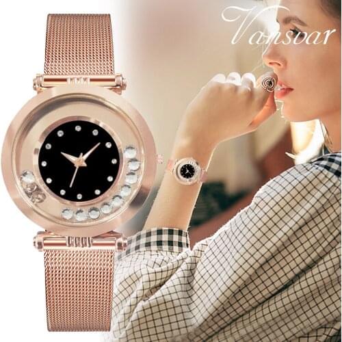Vansvar Watch Top Brand Womens Quartz stainless steel Band New Strap Watch Womens Analog Wrist Watches montres femme #N03