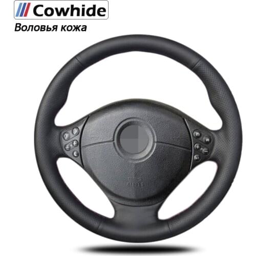 Handsewing Black Genuine Leather Steering Wheel Covers For BMW E39 5 Series 1999-2003 E46 3 Series 1999-2005 E53 X5 E36 Z3