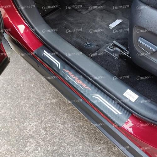 For Kia Stinger Accessories Auto Door Sill Protector Pedal Carbon Fibre Texture Leather PU Styling Car Sticker 2019 2020 2021