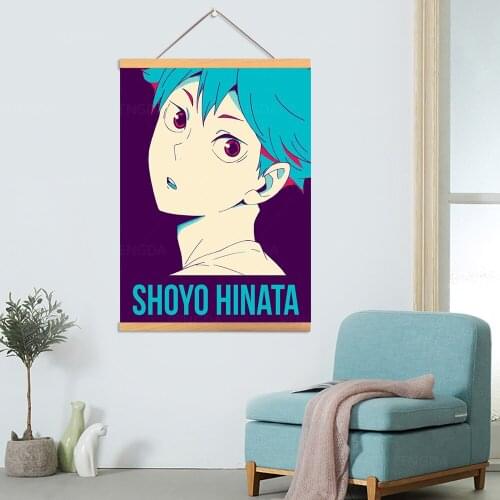 Home Decoration Japan Anime Boy Wall Artwork Picture Wooden Scroll Hanging Painting Print Canvas Haikyuu Poster For Living Room