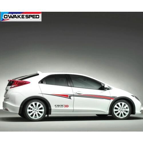 Both Side Racing Stripes For-Honda-CIVIC TYPE R Automobile Sport Styling Accessories Car Body Waist Lines Vinyl Decals