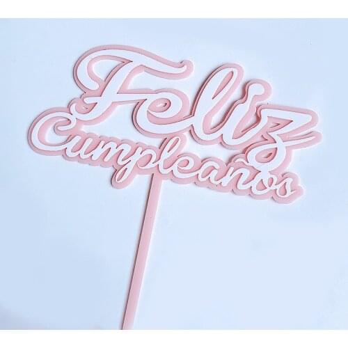 Spanish Feliz Cumpleanos Happy Birthday Cake Topper Colorful 3D Letters Acrylic Cake Topper For Birthday Party Cake Decorations