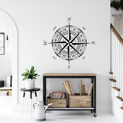 Compass Wall Decal Nautical Decor Navigational Compass Nautical Compass Rose Wall Stickers Removable Living Room Decor C795