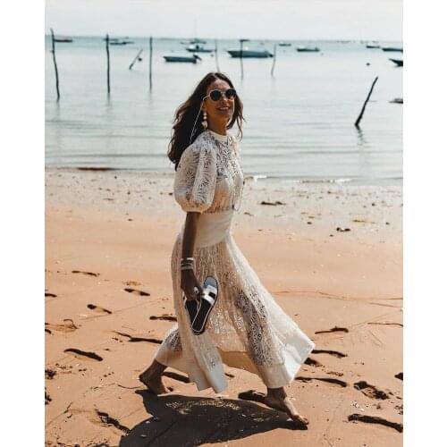 Cream Floral Lace Embroidery Midi Dress Royal Queen Princess Pleated Gown Crinkle Satin Patches Jacquard Occassion Bridal Dress