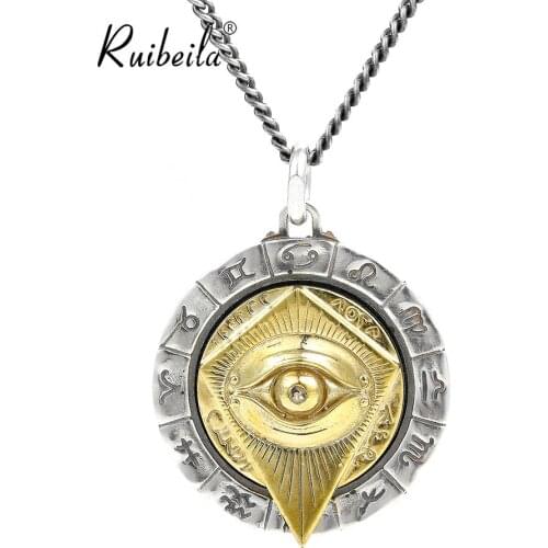 Ruibeila Constellation pendant pointer Rotary Eye of God 925 silver men Hip Hop Jewelry pendant 2021 New