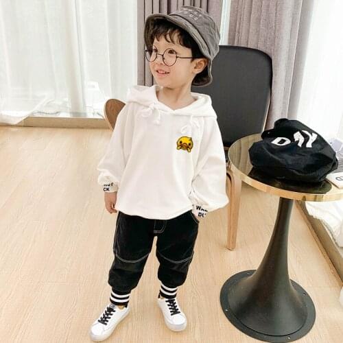 White Hooded Spring Autumn Boys Sweatshirts Jacket Coat Kids Overcoat Outwear Teenager Tops Children Clothes Plus Size Cotton