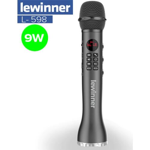 Lewinner L-598 Wireless Microphone Handheld Karaoke Bluetooth Speaker LED Display Screen TF Card Singing Recorder