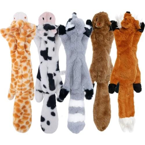 Cute Plush Pets Squeaky Toys Animal Shape Fox Lion Rabbit Soft Puppy Medium Dogs Chew Internective Toy Pet Accessories