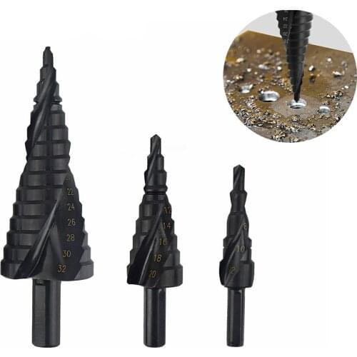 3pcs Cobalt Step Cone Drill Bit Set Nitrogen High Speed Steel Spiral For Metal Cone Triangle Shank Hole Cutter Drilling Fast