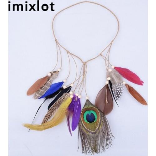 Bohemian Style Hippie Indian Feather Headband Tassels Hairband Carnival Headdress Bonfire Party Accessories