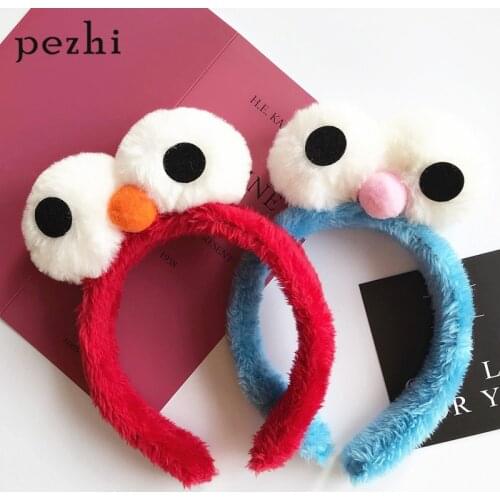 Sesame Street Cartoon Cute Headband New Plush Big Eyes Headband Womens Face Wash Headband Childrens Headwear