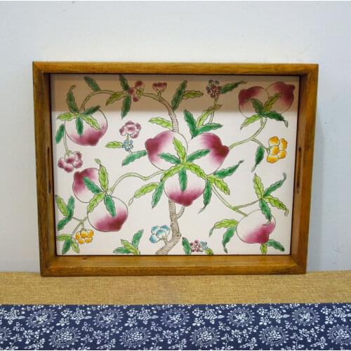 Rectangular Solid Wood Hand-painted Ceramics Creative Kungfu Tea Sets, Tea Plates, Tea Tables and Tea Tables