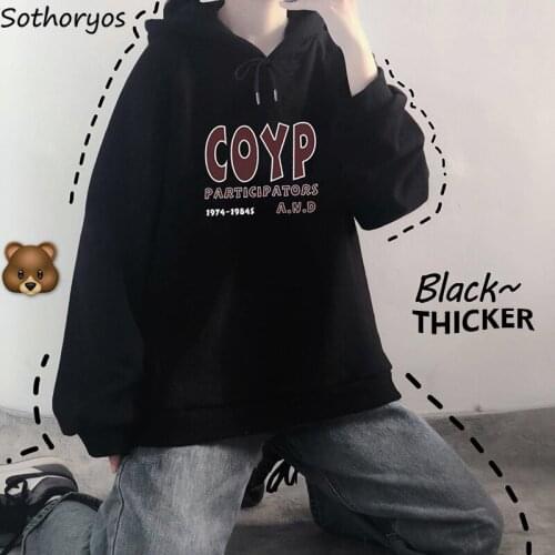 With Hat Hoodies Women Loose Couple Warm Plus Velvet BF Korean Style Students Leisure Winter Clothes Classic Streetwear Chic New