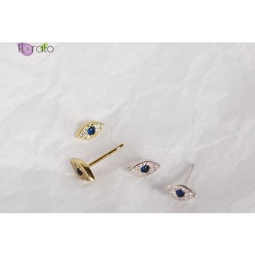 925 Sterling Silver Ear Needle Ladies High Zircon Blue Eye Stud Earrings Minimalist Fashion Luxury For Women Birthday Jewelry