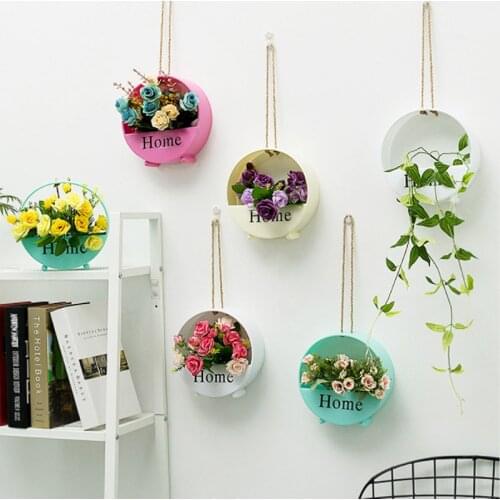 Nordic Artificial Fake Silk Flower Garden Decoration Hanging Plastic Flower Basket Plant Artificial Home Garden Wedding Decor