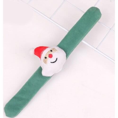 Y3NF Christmas Slap Bracelet Cartoon Santa Claus Deer Plush Doll Circle Wrist Band
