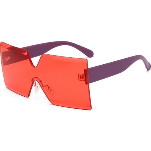 2021 New Oversized Square Rimless Sunglasses Women Brand Designer Sun Glasses Female One Piece Travel Gafa de sol