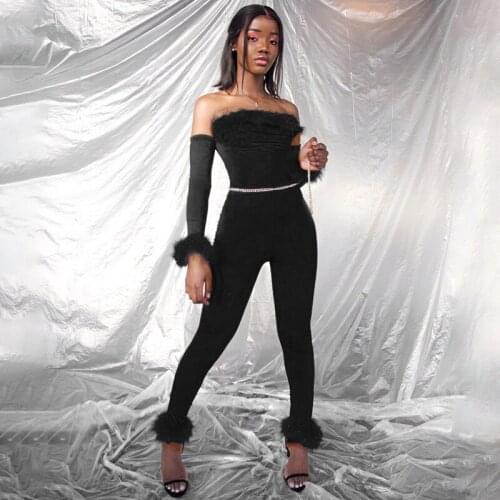Jumpsuit Women Off Shoulder Bodycon Long Sleeve Clubwear Playsuit Jumpsuits Rompers Skinny Sexy Jumpsuits Female Black Trousers
