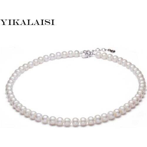 YIKALAISI 925 sterling silver jewelry for women 100% natural freshwater pearl choker necklace real pearl best gift