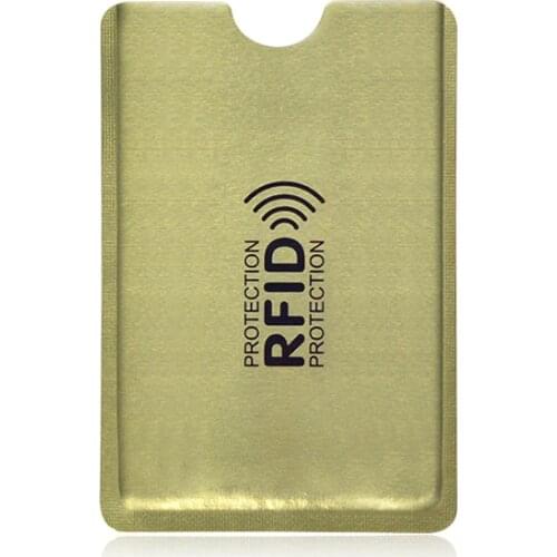 Golden 100pcs Anti Scan RFID Sleeve Protector Anti Theft Credit ID Card Aluminum Foil Holder Anti-Scan Card Sleeve