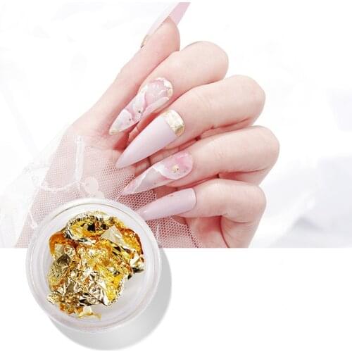 1 Box Gold Silver Red Colorful Nail Art Foil Paper Irregular Aluminum Nail Sticker Manicure Glitter Gel Polish Nail Decoration
