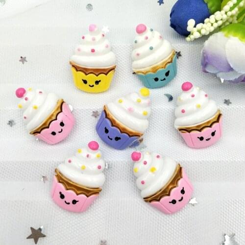 10pcs Lovely Resin Cake Ice Cream Miniature Pattern Applique DIY Home Decor Scrapbook Craft SA54